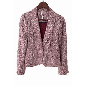 Willow & Clay Paisley Cropped Blazer Red Cream Small Tailored Jacket Boho Chic
